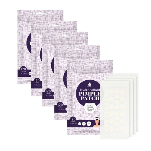 Hydrocolloid Pimple Patches 5-Pack – 120 Multi-Size Acne Patches
